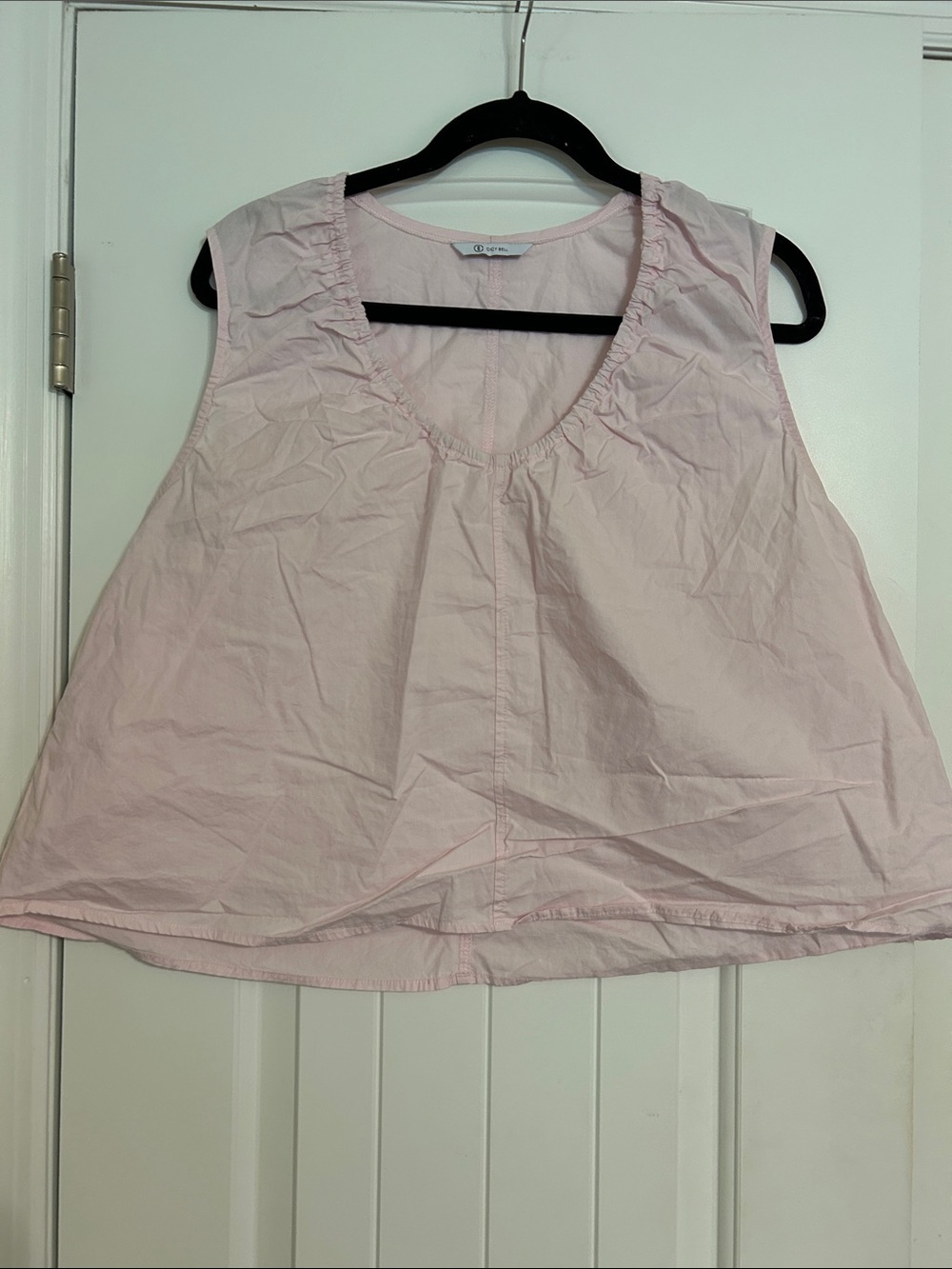 Amazon Light Pink Gathered Scoop Neck Cotton Tank and Short Set